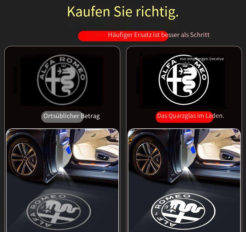 LED Türbeleuchtung für Alfa Romeo Giulia & Stelvio – Türprojektor Logo Licht, Willkommenslicht, Ambientebeleuchtung Tuning Zubehör