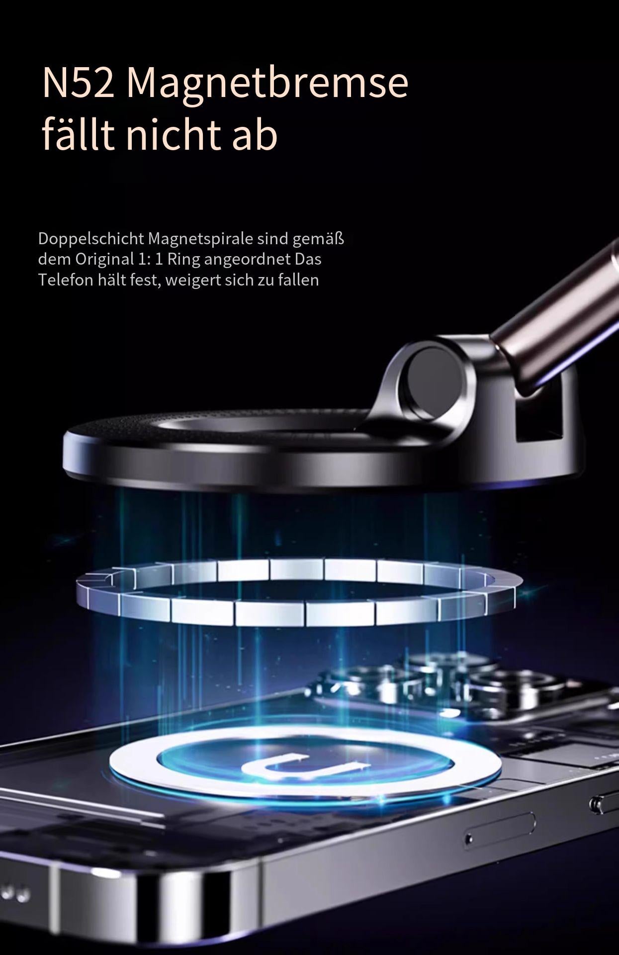Magnetische Handyhalterung fürs Auto – Magsafe-kompatibel, drehbar & faltbar, starker Vakuumsauger, rückstandsfrei, Epoxidharz-Design