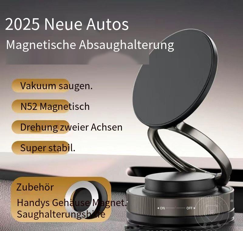 2025 Magnetische Handyhalterung Auto – Magsafe-kompatibel mit Vakuumsaugnapf & kabelloser Ladefunktion, Universal für iPhone & Android