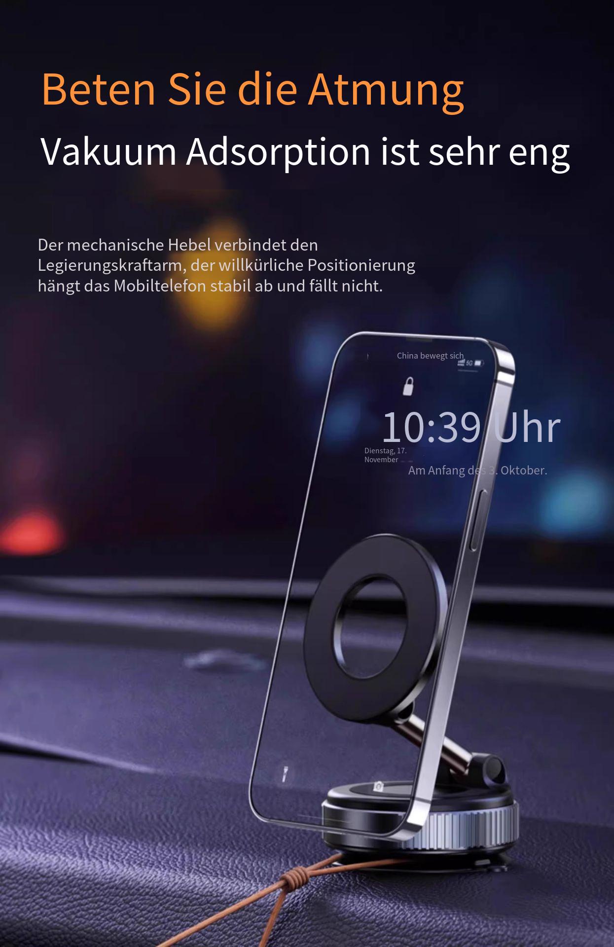 Magnetische Handyhalterung fürs Auto – Magsafe-kompatibel, drehbar & faltbar, starker Vakuumsauger, rückstandsfrei, Epoxidharz-Design
