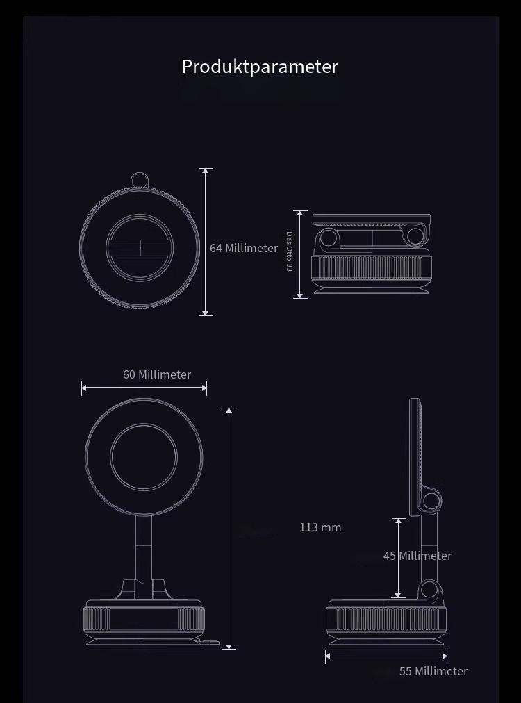 Magnetische Handyhalterung fürs Auto – Magsafe-kompatibel, drehbar & faltbar, starker Vakuumsauger, rückstandsfrei, Epoxidharz-Design