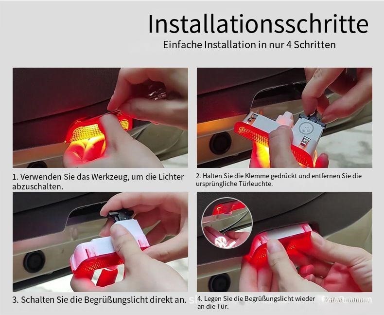 Passend für VW Passat (2012-2023) Einstiegsbeleuchtung mit Projektion.