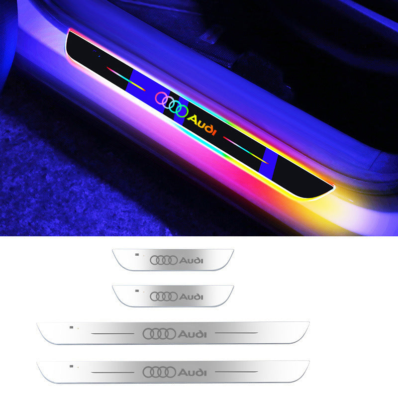 LED Einstiegsleisten Türschwellerbeleuchtung passend für Audi A6L A4L A3L A5 A7 A8 Q5L Q7 Q3 Q2L – Bunte Ambientebeleuchtung & Schutzleisten