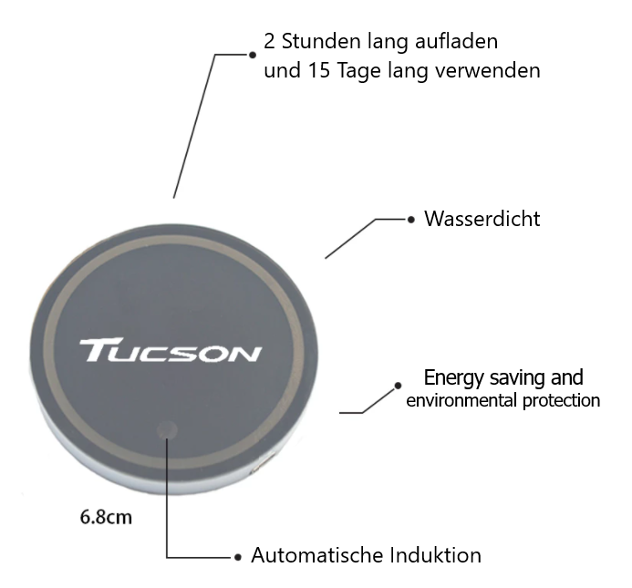 Hyundai Tucson Becher LED Buntes Antirutschmatte Halter USB Aufladung