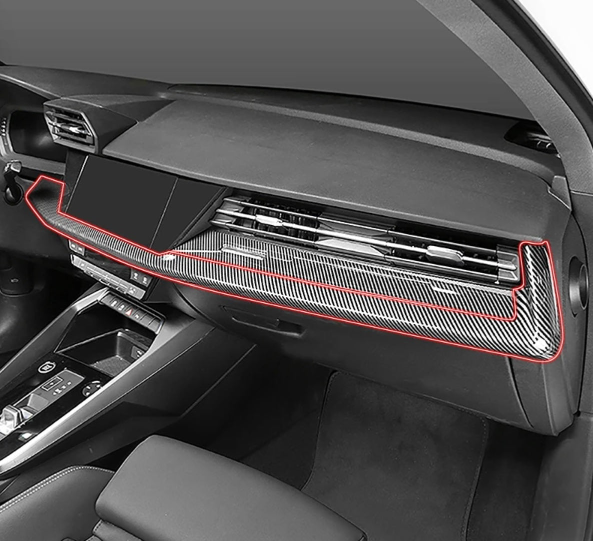 Audi A3 8Y Armaturenbrett Mittelkonsole Leiste Luftdüsen Bildschirm Abdeckung