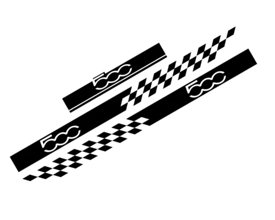 Fiat 500 Styling Seitentür Rennstreifen Checker