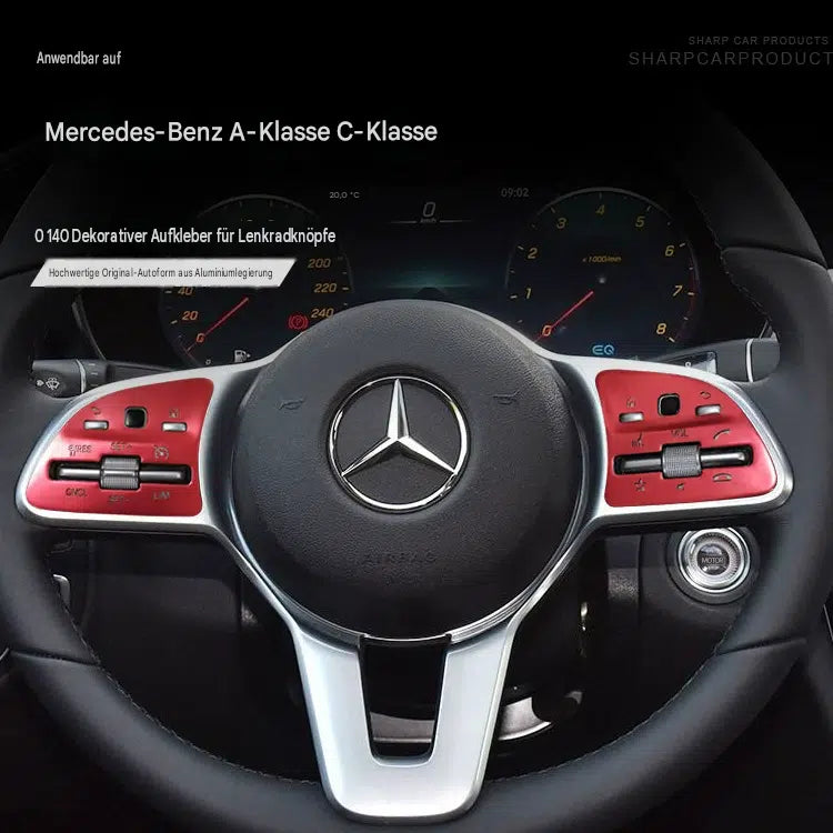 Hochwertige Aluminium Lenkradtasten Dekorblenden Tuning Zubehör passend für Mercedes-Benz A-Klasse B-Klasse C-Klasse E-Klasse GLB GLE GLS Baujahr 2020, Interieur Verkleidung Dekorationsaufkleber