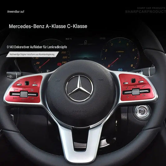 Hochwertige Aluminium Lenkradtasten Dekorblenden Tuning Zubehör passend für Mercedes-Benz A-Klasse B-Klasse C-Klasse E-Klasse GLB GLE GLS Baujahr 2020, Interieur Verkleidung Dekorationsaufkleber