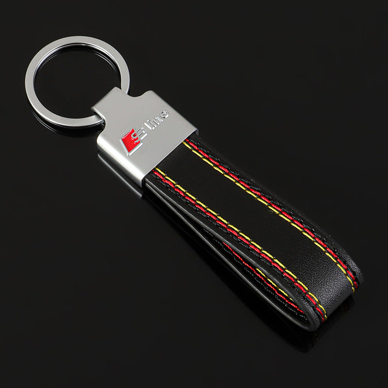 Autoschlüsselanhänger aus Leder mit M Sport Dreifarben AMG S Line Emblem Schlüsselring Auto Zubehör