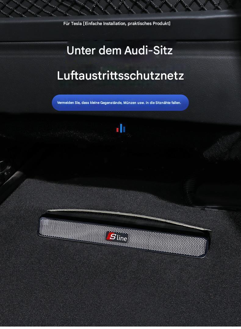 Edelstahl-Lüftungsschutz unter dem Sitz für Audi A4L/A6L/A7/A8/Q3/Q5L/Q7/Q8 – Staubschutz & Dekoration