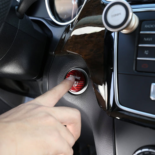 Geeignet für Mercedes-Benz Fahrzeuge: Startknopf-Abdeckung aus echtem Karbonfaser, 1-teiliges Set.