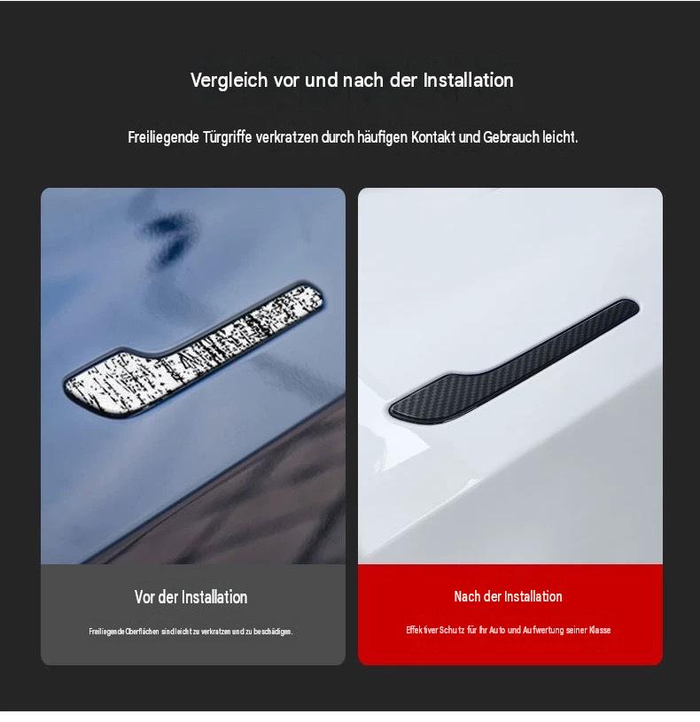 Tesla Model 3 / Y / Y L Türgriff-Abdeckungen in Carbon-Optik – ABS Türgriffschutz, Kratzschutz & Tuning Zubehör