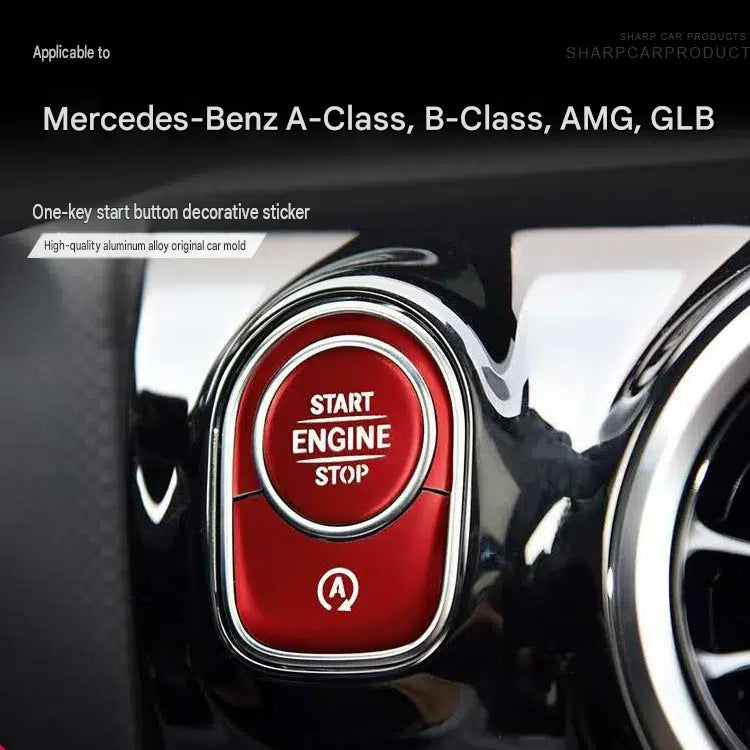 Hochwertige Aluminium Startknopf Dekor Abdeckung Tuning Zubehör passend für Mercedes A-Klasse B-Klasse GLB G-Klasse GLE GLS & AMG Modelle, Innenraum Modifikation