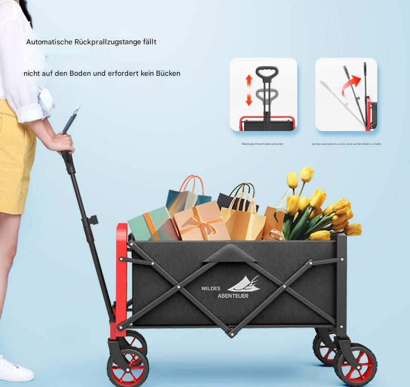 Faltbarer Outdoor-Transportwagen mit Vollstahlrahmen & 600D Oxford – Kompakt & Vielseitig