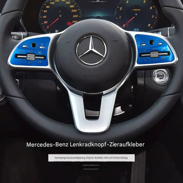 Hochwertige Aluminium Lenkradtasten Dekorblenden Tuning Zubehör passend für Mercedes-Benz A-Klasse B-Klasse C-Klasse E-Klasse GLB GLE GLS Baujahr 2020, Interieur Verkleidung Dekorationsaufkleber