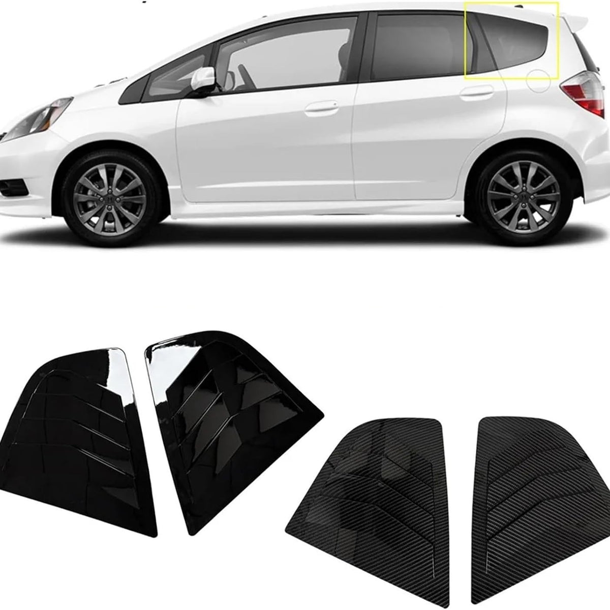 Honda Jazz / Fit 2009–2013 Heckscheiben-Seitenlamellen aus ABS – Seitenscheiben-Lüftungsgitter, Fensterblenden & Tuning Zubehör