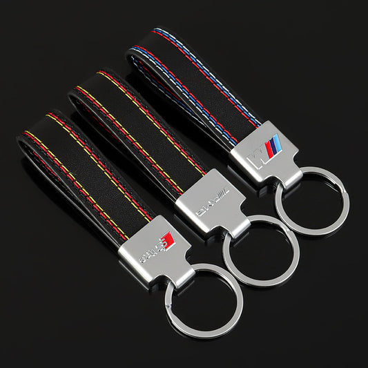 Autoschlüsselanhänger aus Leder mit M Sport Dreifarben AMG S Line Emblem Schlüsselring Auto Zubehör