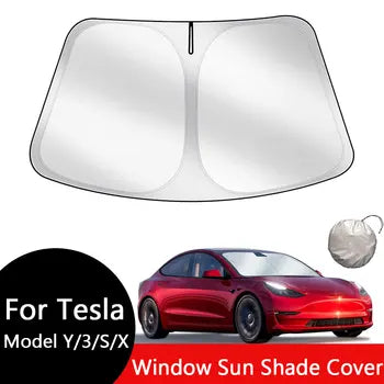 Für Tesla Windschutzscheiben-Sonnenschutz, faltbare Frontscheibenabdeckung, Hitzeschutzblende für Model Y, Model 3, 2024 Zubehör