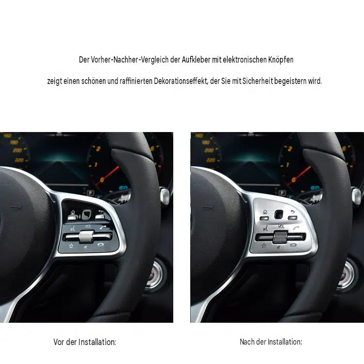 Hochwertige Aluminium Lenkradtasten Dekorblenden Tuning Zubehör passend für Mercedes-Benz A-Klasse B-Klasse C-Klasse E-Klasse GLB GLE GLS Baujahr 2020, Interieur Verkleidung Dekorationsaufkleber