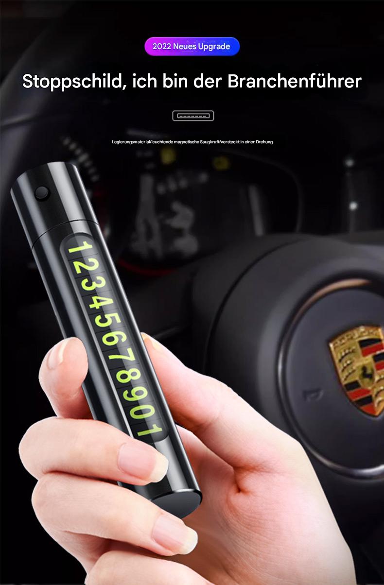 4-in-1 Auto-Notfalltool mit Parknummernschild, Nothammer, Gurtschneider & LED-Licht – Multifunktionales Sicherheitszubehör fürs Armaturenbrett