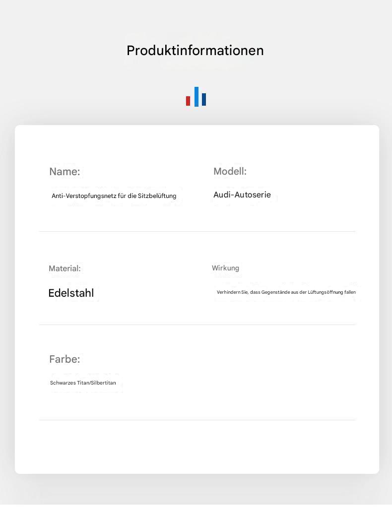 Edelstahl-Lüftungsschutz unter dem Sitz für Audi A4L/A6L/A7/A8/Q3/Q5L/Q7/Q8 – Staubschutz & Dekoration