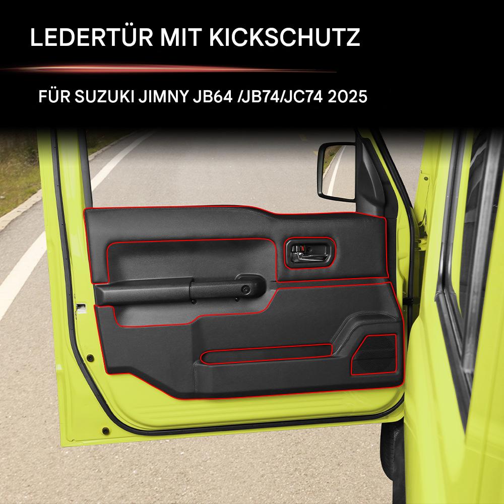 Suzuki Jimny JB64 JB74 JC74 2025 Türschutz Leder – 4-teiliges Set, Anti-Kick Türverkleidung, Kratzschutz mit 3M-Klebeband