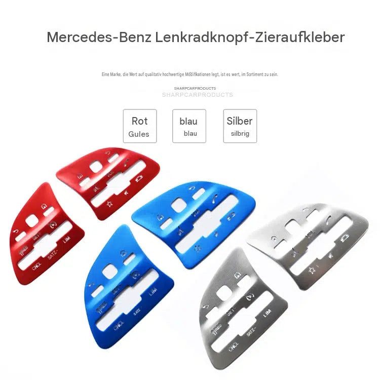 Hochwertige Aluminium Lenkradtasten Dekorblenden Tuning Zubehör passend für Mercedes-Benz A-Klasse B-Klasse C-Klasse E-Klasse GLB GLE GLS Baujahr 2020, Interieur Verkleidung Dekorationsaufkleber