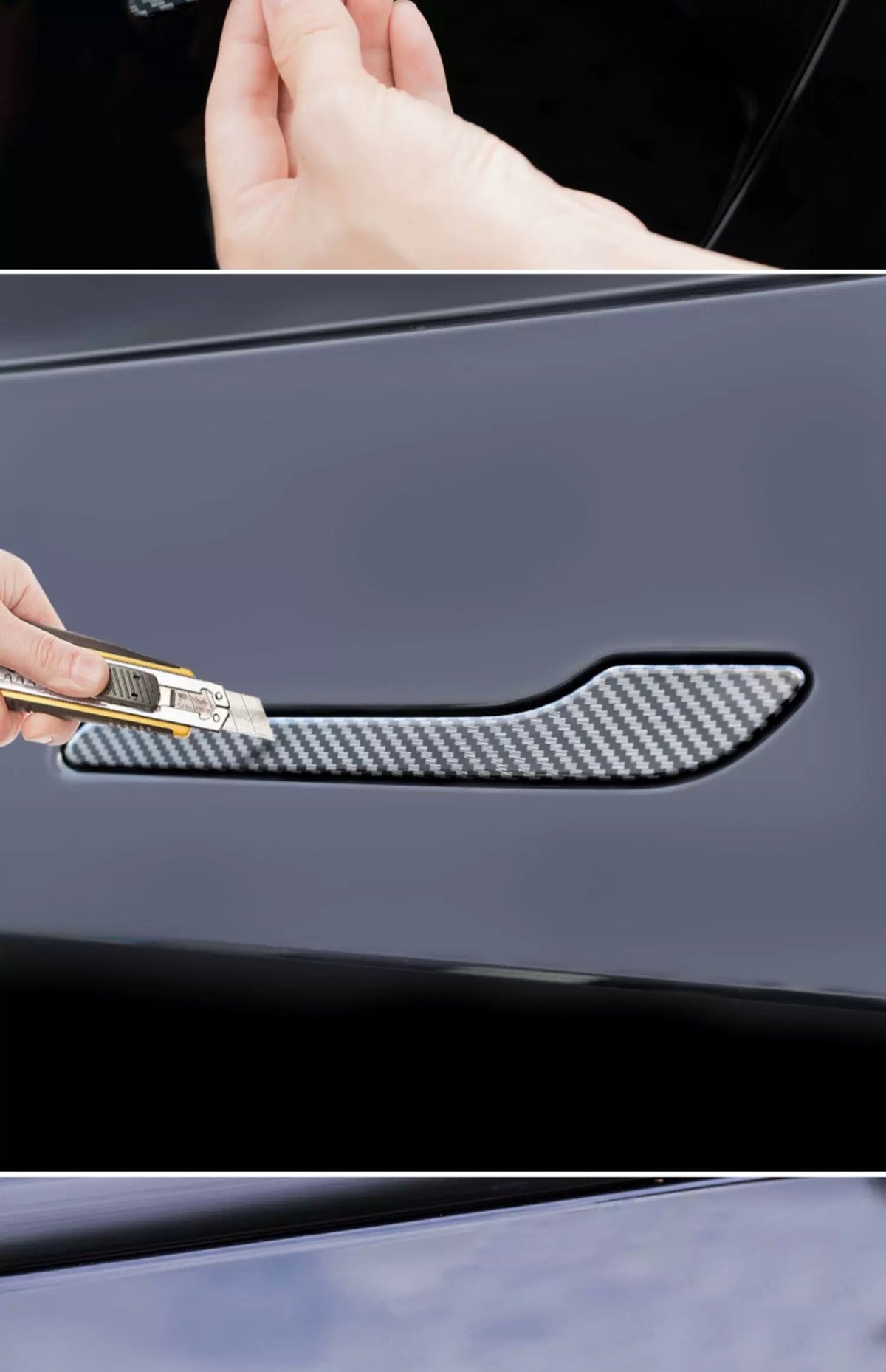 Tesla Model 3 / Y / Y L Türgriff-Abdeckungen in Carbon-Optik – ABS Türgriffschutz, Kratzschutz & Tuning Zubehör