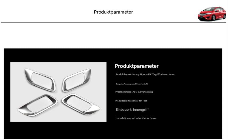ABS Chrom Türgriffblenden für Honda Fit GK5 2014–2020 – Innenrahmenabdeckung für 3. Generation Jazz