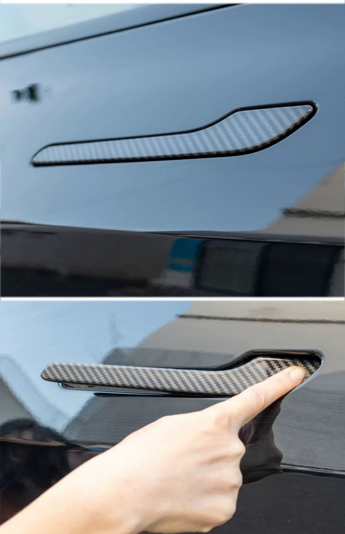 Tesla Model 3 / Y / Y L Türgriff-Abdeckungen in Carbon-Optik – ABS Türgriffschutz, Kratzschutz & Tuning Zubehör