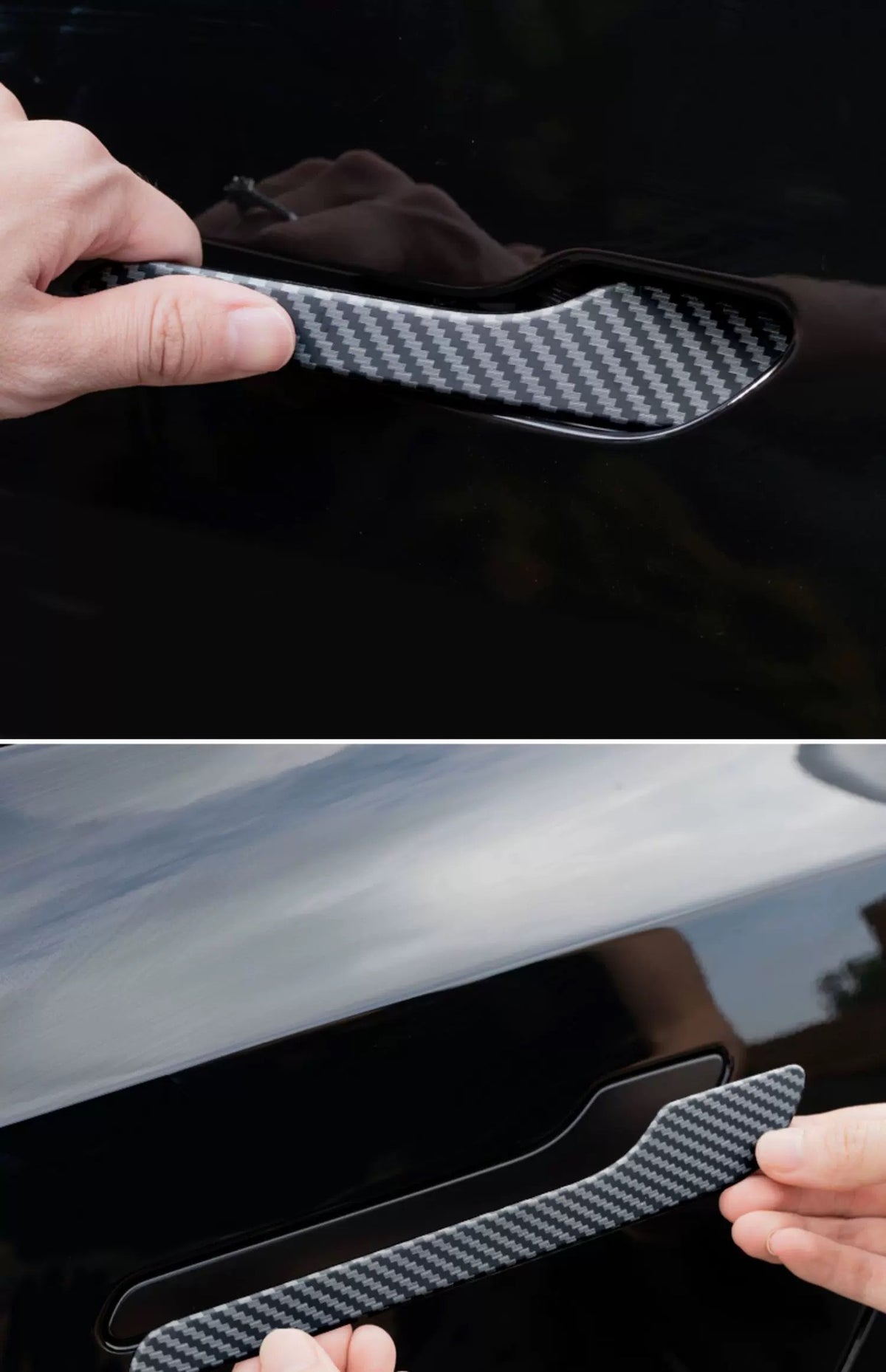 Tesla Model 3 / Y / Y L Türgriff-Abdeckungen in Carbon-Optik – ABS Türgriffschutz, Kratzschutz & Tuning Zubehör