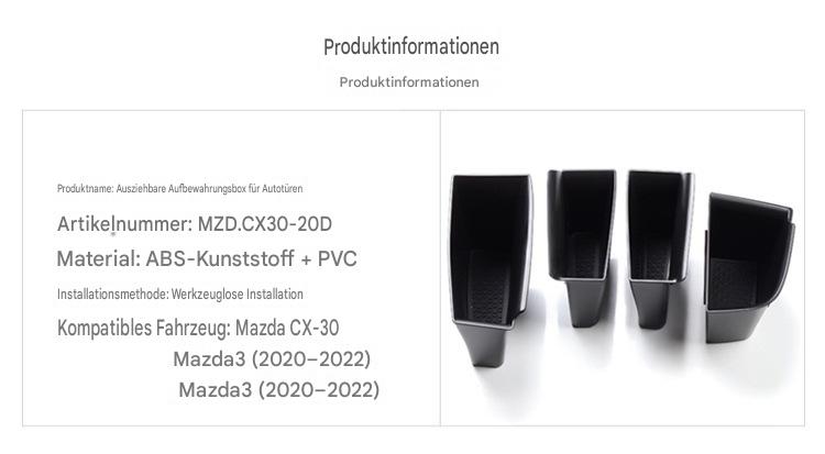 ABS Türgriff Aufbewahrungsbox Auto Organizer – Passend für Mazda CX-30 / Mazda 3, Baujahre 2020 bis 2025, Innenraum Modifikationszubehör