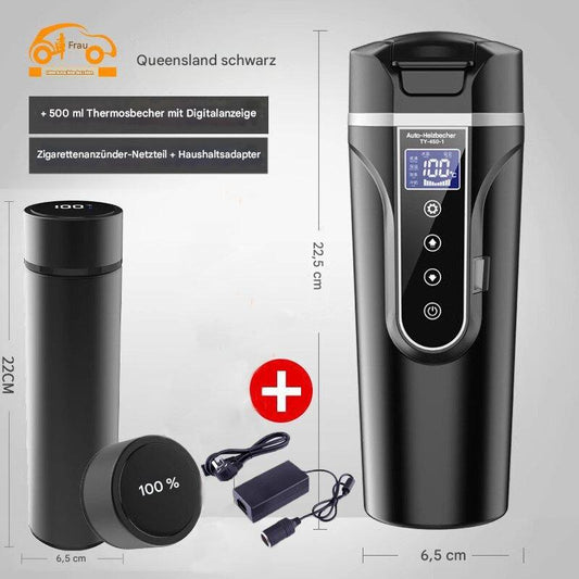 Elektrischer Auto-Heizbecher 12V/24V – Intelligenter Wasserkocher & Thermobecher für Auto, Lkw & Wohnmobil | Großes Fassungsvermögen, Schnellaufheizung, Warmhaltefunktion