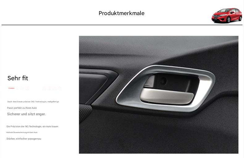 ABS Chrom Türgriffblenden für Honda Fit GK5 2014–2020 – Innenrahmenabdeckung für 3. Generation Jazz