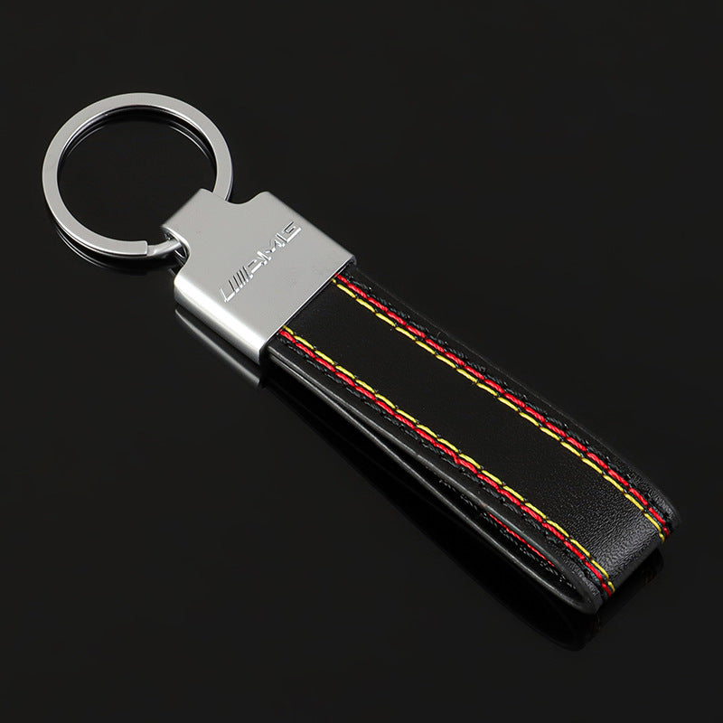 Autoschlüsselanhänger aus Leder mit M Sport Dreifarben AMG S Line Emblem Schlüsselring Auto Zubehör