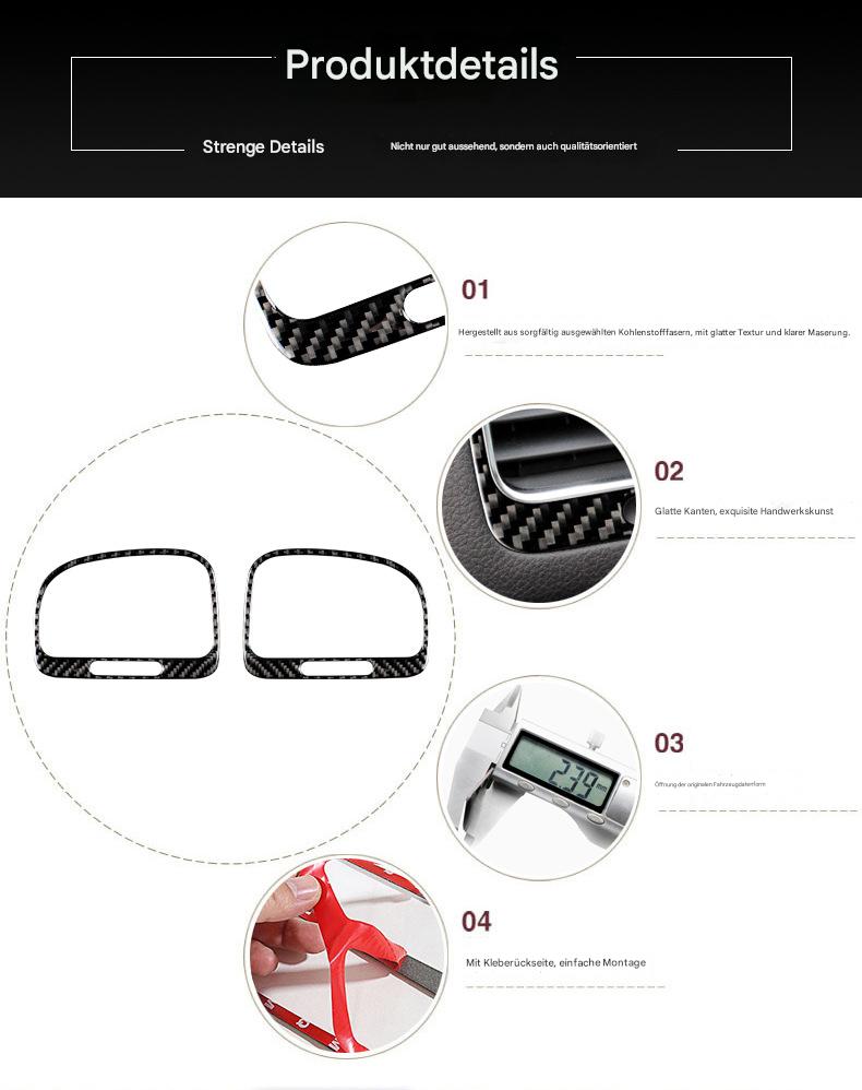VW Golf 6 2008–2012 Lüftungsrahmen Echt-Carbon Innenraum Dekor