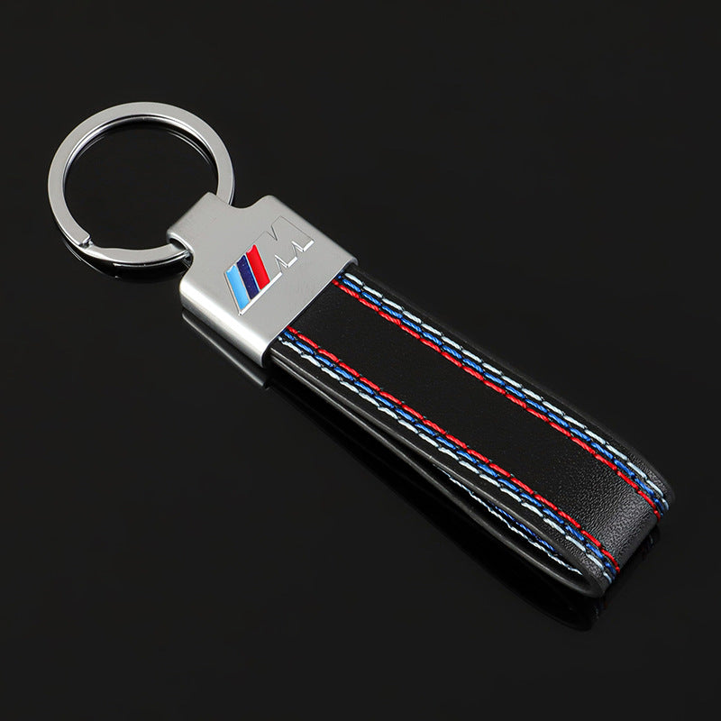 Autoschlüsselanhänger aus Leder mit M Sport Dreifarben AMG S Line Emblem Schlüsselring Auto Zubehör