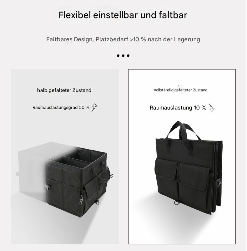 Kofferraum-Organizer mit Deckel – Faltbare Kofferraumtasche groß, rutschfest & stabil (3 Fächer, doppelte Böden, verstärkte Seitenwände)