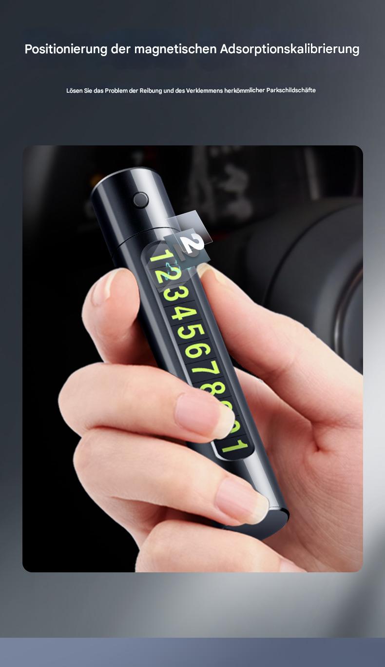 4-in-1 Auto-Notfalltool mit Parknummernschild, Nothammer, Gurtschneider & LED-Licht – Multifunktionales Sicherheitszubehör fürs Armaturenbrett