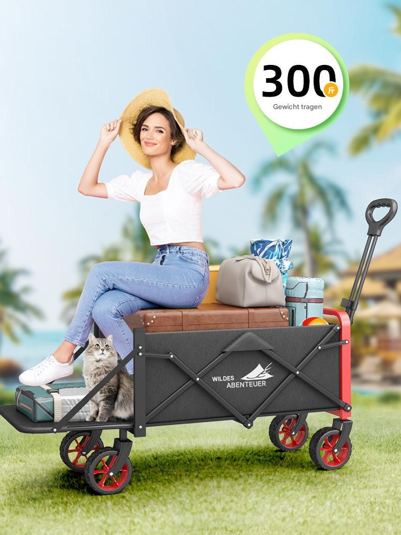 Faltbarer Outdoor-Transportwagen mit Vollstahlrahmen & 600D Oxford – Kompakt & Vielseitig