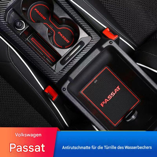 Passgenaue Latex Ablagefachmatten & Becherhaltermatten für VW Passat B8 Facelift 2019–2023 | Rutschfeste Staufach Einlagen Auto Innenraum Tuning Zubehör