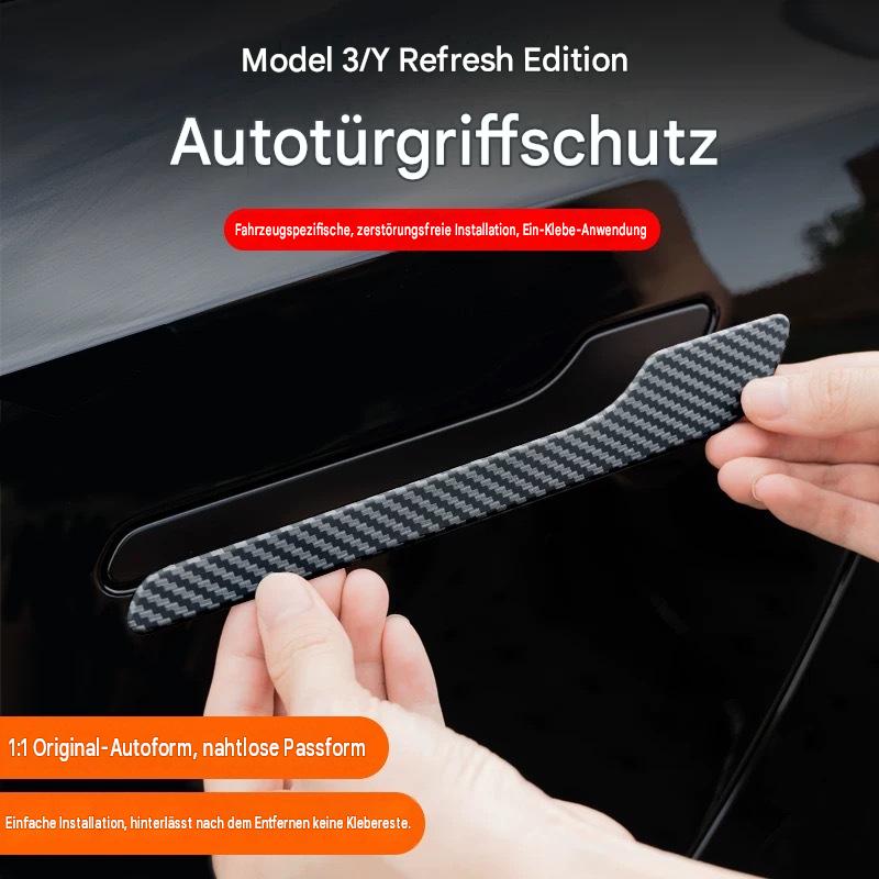 Tesla Model 3 / Y / Y L Türgriff-Abdeckungen in Carbon-Optik – ABS Türgriffschutz, Kratzschutz & Tuning Zubehör
