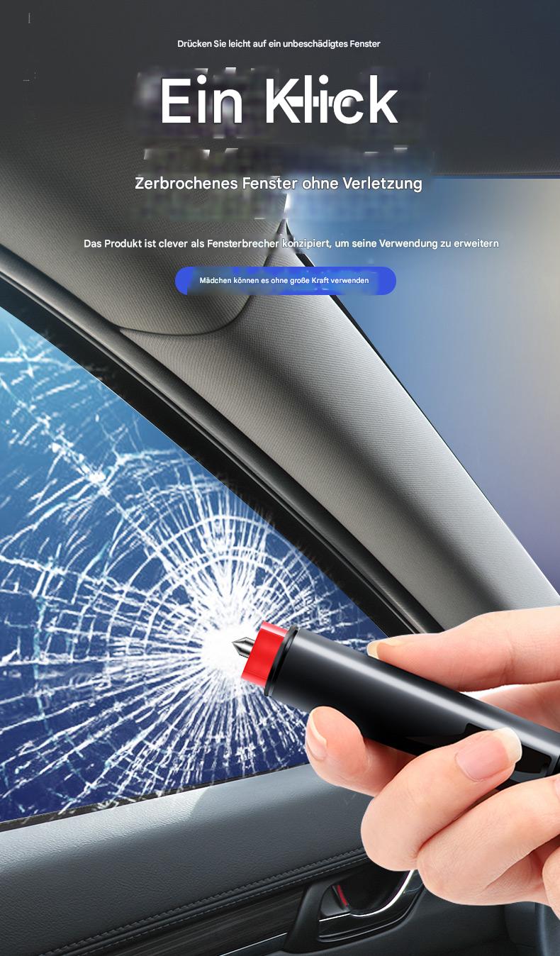 4-in-1 Auto-Notfalltool mit Parknummernschild, Nothammer, Gurtschneider & LED-Licht – Multifunktionales Sicherheitszubehör fürs Armaturenbrett