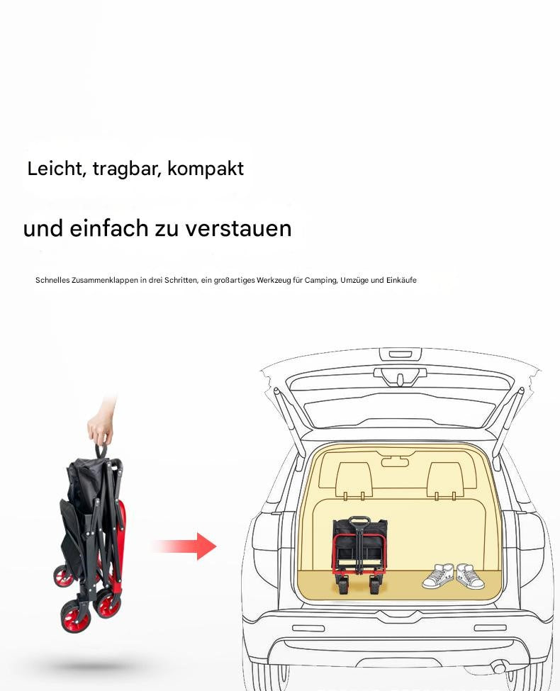 Faltbarer Outdoor-Transportwagen mit Vollstahlrahmen & 600D Oxford – Kompakt & Vielseitig