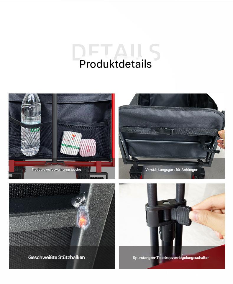 Faltbarer Outdoor-Transportwagen mit Vollstahlrahmen & 600D Oxford – Kompakt & Vielseitig
