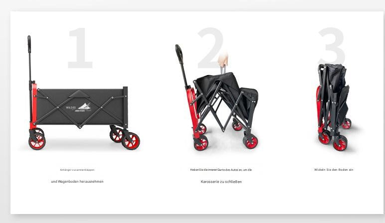 Faltbarer Outdoor-Transportwagen mit Vollstahlrahmen & 600D Oxford – Kompakt & Vielseitig