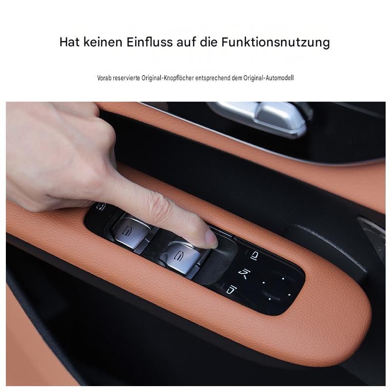 Fensterheber‑Blende aus Leder für Mercedes Neue C‑Klasse C260L C200L GLC300 | Türschalter Rahmen kratzfest abriebfest Innenraum Tuning Zubehör