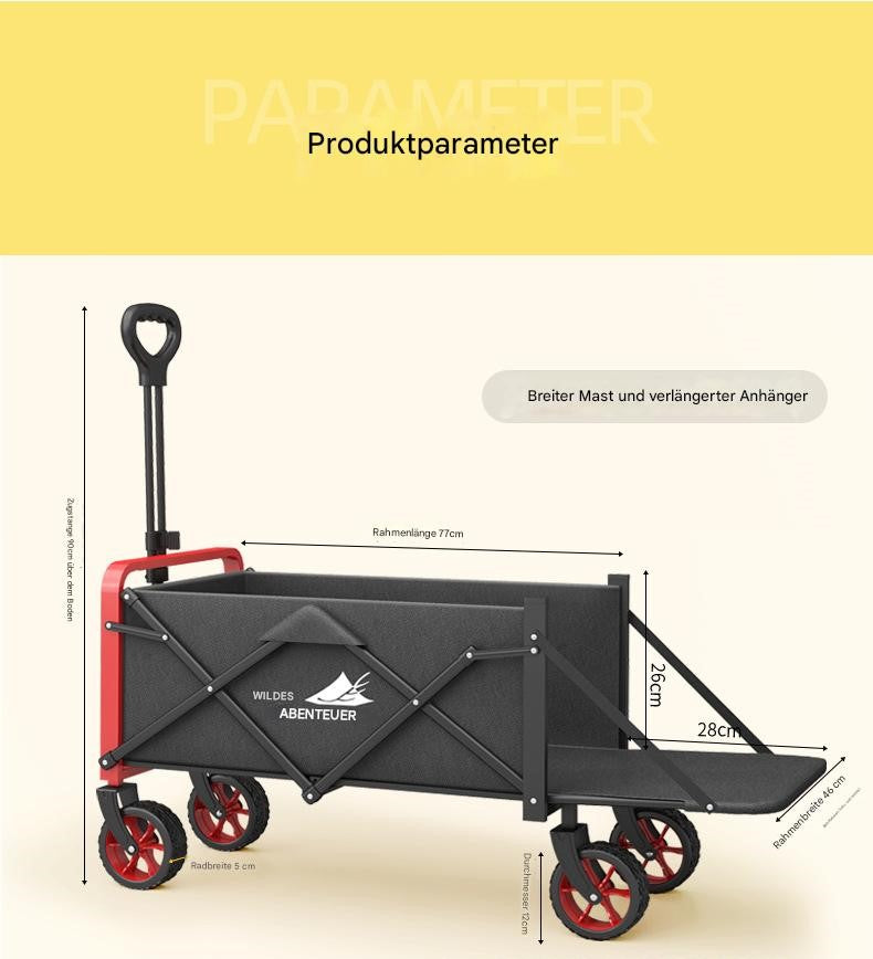 Faltbarer Outdoor-Transportwagen mit Vollstahlrahmen & 600D Oxford – Kompakt & Vielseitig
