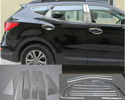 Hyundai Santa Fe 3 DM Chrom Türzierleisten Abdeckung A B Säule Türsäule