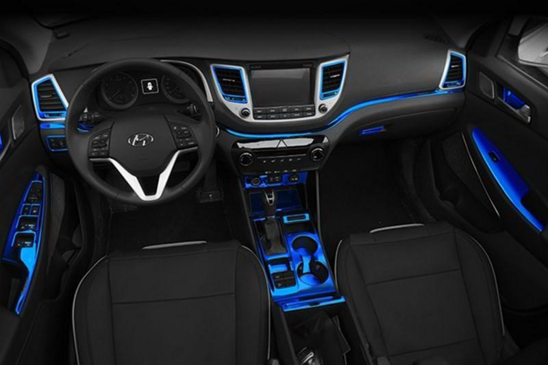 Hyundai Tucson 3 TL Blaue Dekoration Tür Armaturenbrett Rahmen Abdeckung